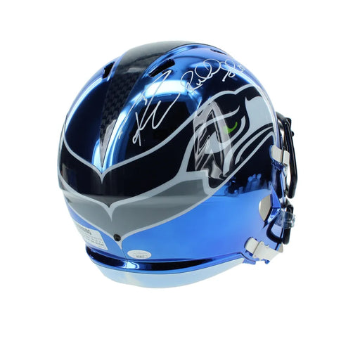 Russell Wilson Marshawn Lynch Richard Sherman Signed Seahawks Chrome Helmet JSA