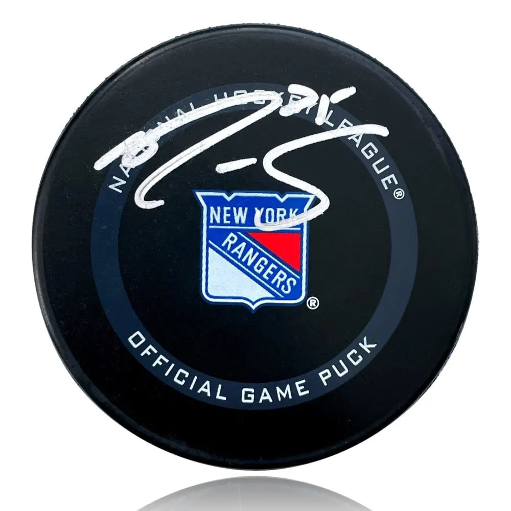 Ryan Reaves Autographed New York Rangers Official Puck Inscriptagraphs COA
