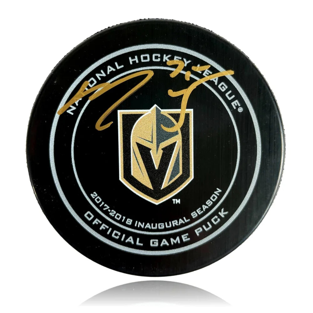 Ryan Reaves Signed Vegas Golden Knights 2017 1st Season Authentic Puck COA Gold Autograph