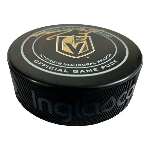 Ryan Reaves Signed Vegas Golden Knights 2017 1st Season Authentic Puck COA Gold Autograph