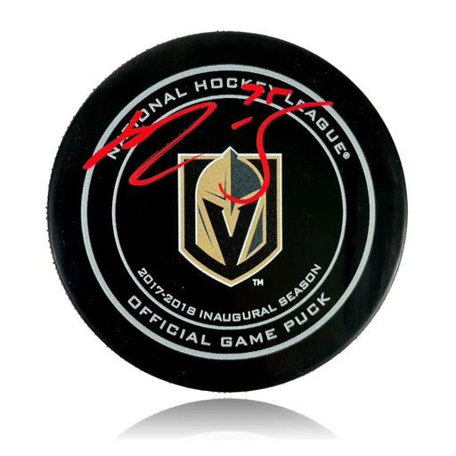 Ryan Reaves Signed Vegas Golden Knights 2017 1st Season Authentic Puck COA Red