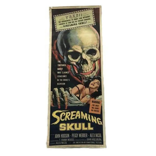 Screaming Skull 1958 Original Movie Poster First Issue 36X14 Hudson Webber