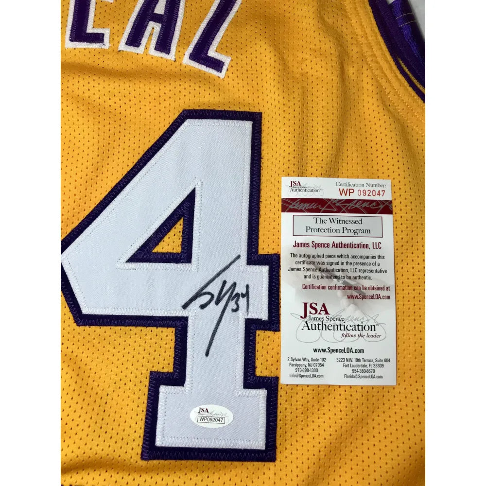 Shaquille O'Neal / Autographed Los Angeles Lakers Custom Basketball  Jersey / JSA