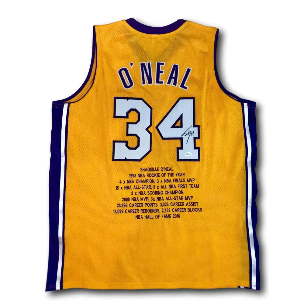 Shaquille O'Neal Signed Los Angeles Lakers Stat Jersey COA JSA