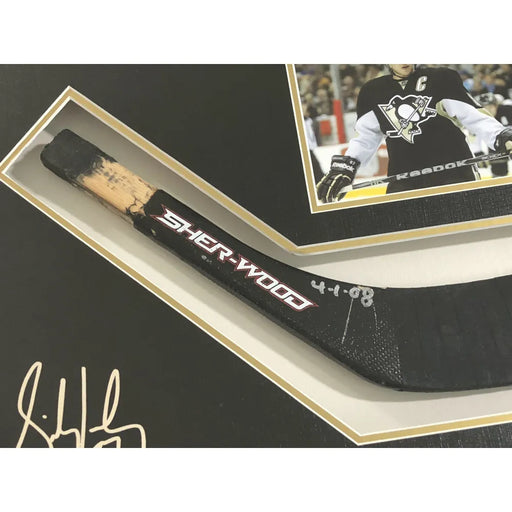 Sidney Crosby Game Used Hockey Stick Blade Framed COA Frameworth Penguins