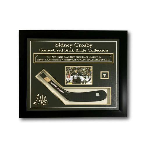 Sidney Crosby Game Used Hockey Stick Blade Framed COA Frameworth Penguins
