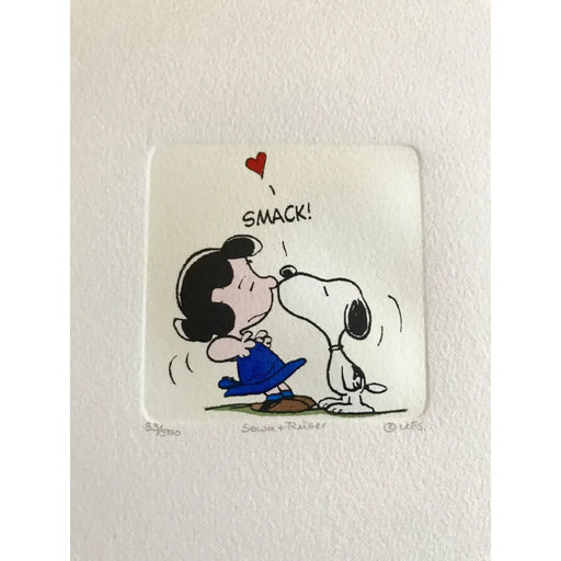 Snoopy & Lucy Artwork Sowa Reiser #D/500 Hand Painted Schulz Peanuts Kissing