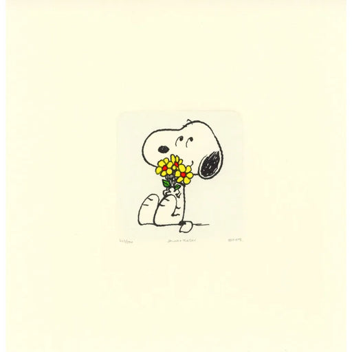 Snoopy Peanuts Sowa & Reiser #D/500 Hand Painted Cartoon Etching Art Flowers