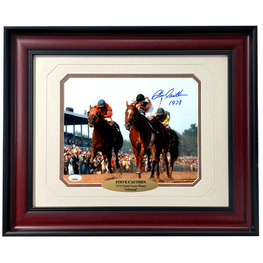 Steve Cauthen Autographed Affirmed Horse Racing 8x10 Photo Framed JSA COA