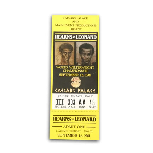 Sugar Ray Leonard Vs. Thomas Hearns Boxing Fight Ticket 9/16/81 Caesars Tommy