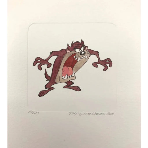 Taz Etching Artwork Sowa & Reiser #D/500 Looney Tunes Hand Painted Screaming