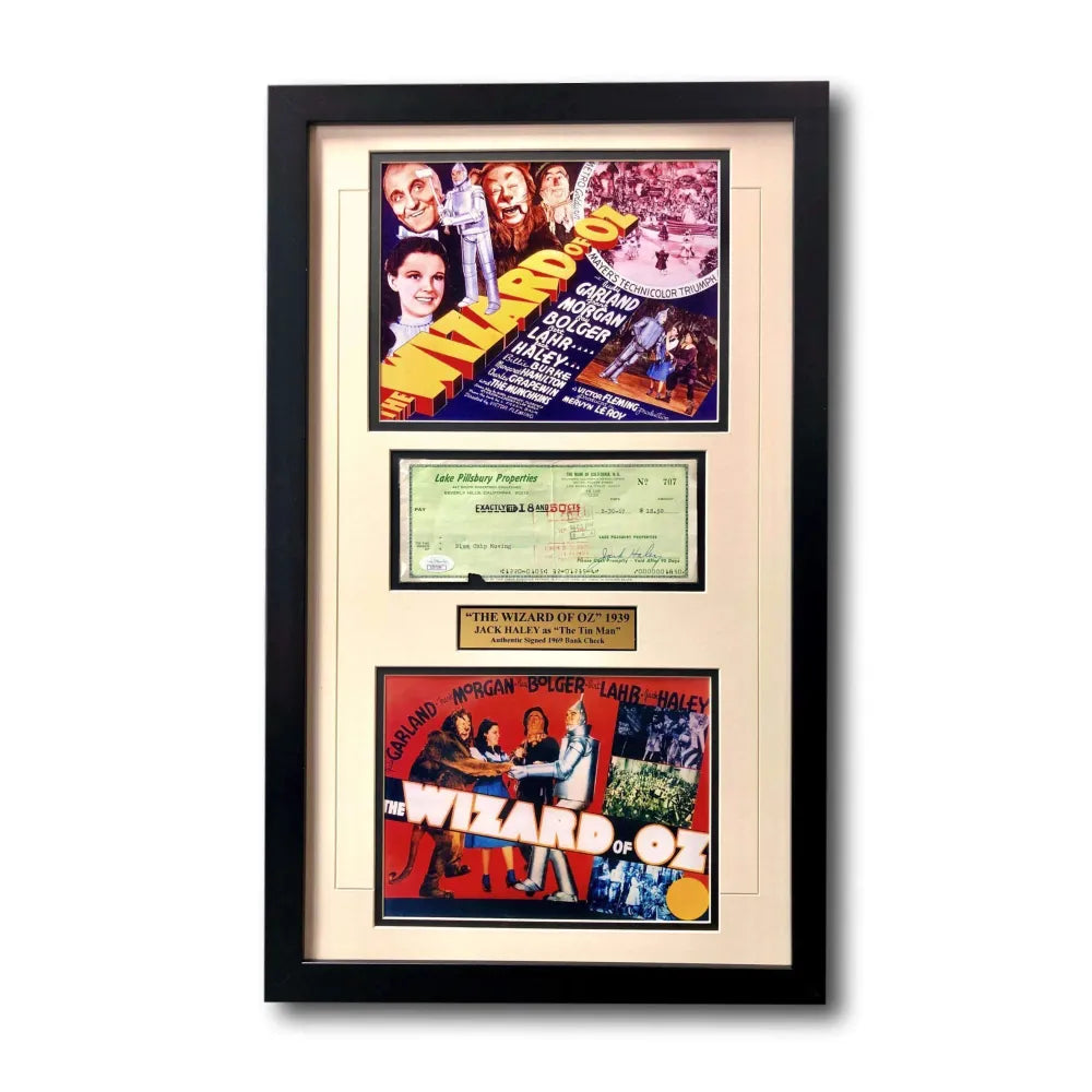 The Wizard Of Oz Framed Jack Haley Check Collage W/ Autograph COA JSA Garland