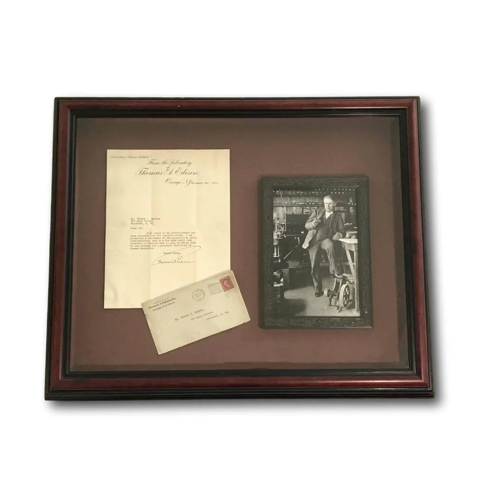 Thomas A. Edison Hand Signed Letter Framed Collage JSA COA Autograph Inventor