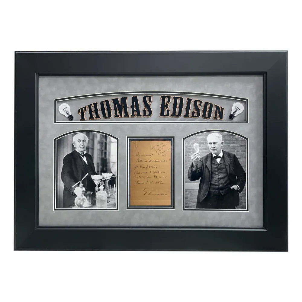 Thomas Edison Hand Written Signed & Framed Letter JSA COA Autograph Cut Check