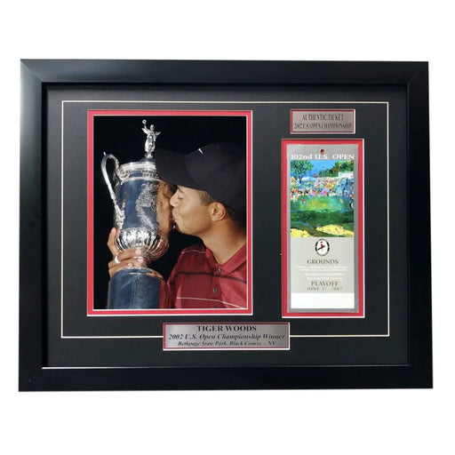 Tiger Woods Framed Authentic 2002 U.S. Open Ticket Collage COA Golf US PGA