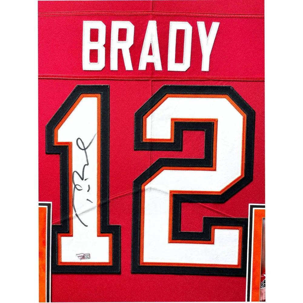Tom Brady Autographed Tampa Bay Buccaneers Framed Jersey Red Home COA  Signed - - Inscriptagraphs Memorabilia