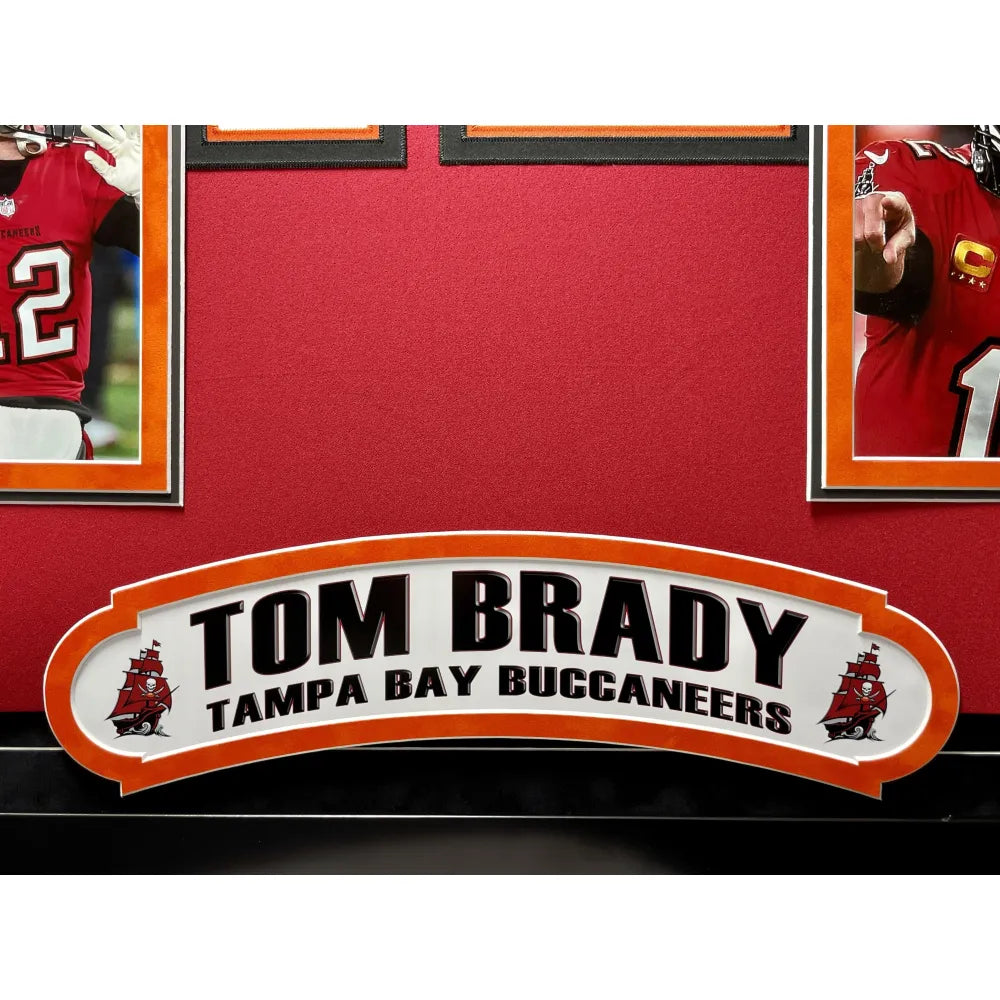 Tom Brady Signed Buccaneers 34x42 Custom Framed Jersey Display