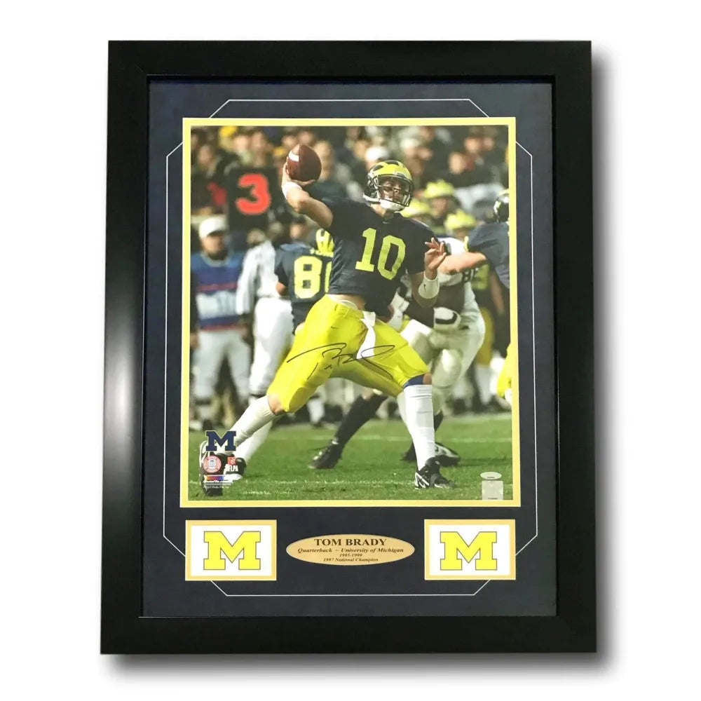 Tom Brady Autographed and Framed Michigan Wolverines Jersey
