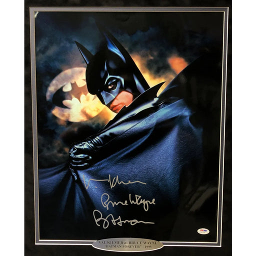 Val Kilmer Signed Framed Batman 16x20 Inscribed Bruce Wayne PSA/DNA COA Forever