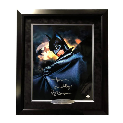 Val Kilmer Signed Framed Batman 16x20 Inscribed Bruce Wayne PSA/DNA COA Forever
