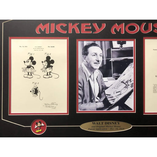 Walt Disney / Mickey Mouse Patent Drawing Framed Photo Collage #D/250 Pins World