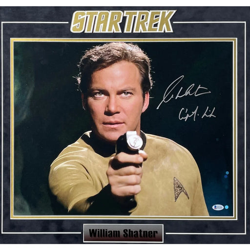 William Shatner Autographed Star Trek Inscribed 16x20 Photo Framed BAS Signed
