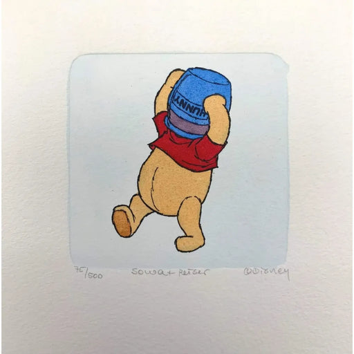 Winnie Pooh Etching Artwork Sowa & Reiser #D/500 Disney Hand Painted with Jar