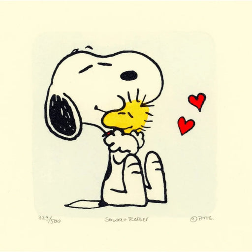 Woodstock & Snoopy Peanuts Sowa Reiser #D/500 Hand Painted Cartoon Etching Art