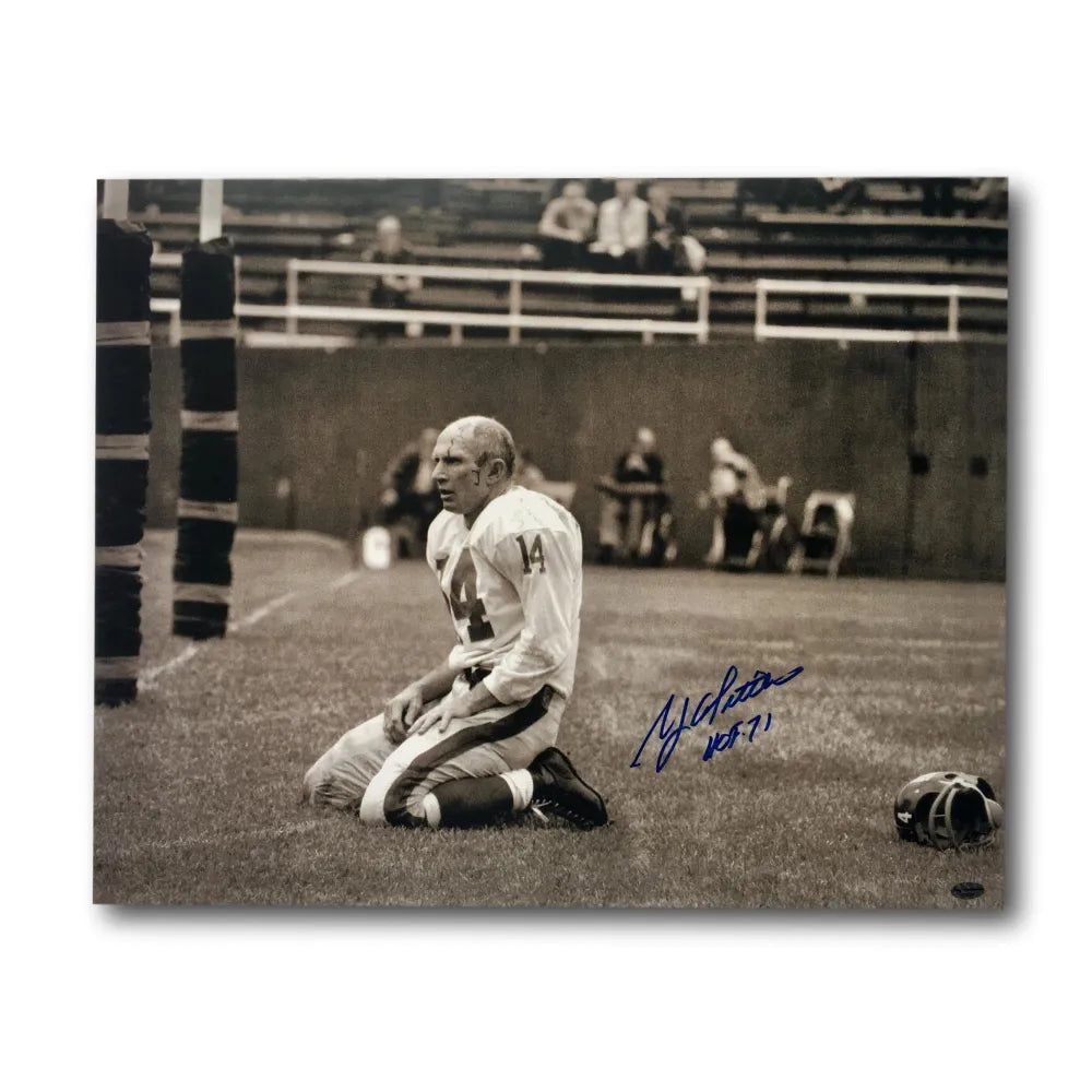Y.A. Tittle Signed 16X20 Photo NY Giants Bloody COA Leaf Autograph YA NYG