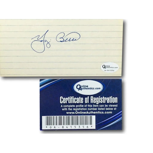 Yogi Berra Signed Index Card 3X5 Autograph COA Online Authentics NY Yankees